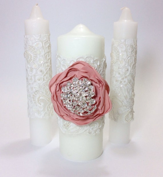 Lace Wedding Unity Candle by AVAandCOMPANY on Etsy