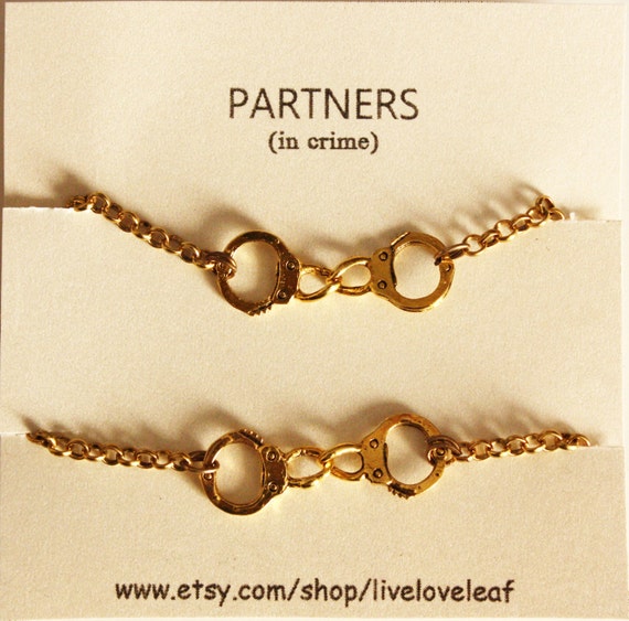 Partners In Crime Matching Best Friends Bracelets Gold 8583