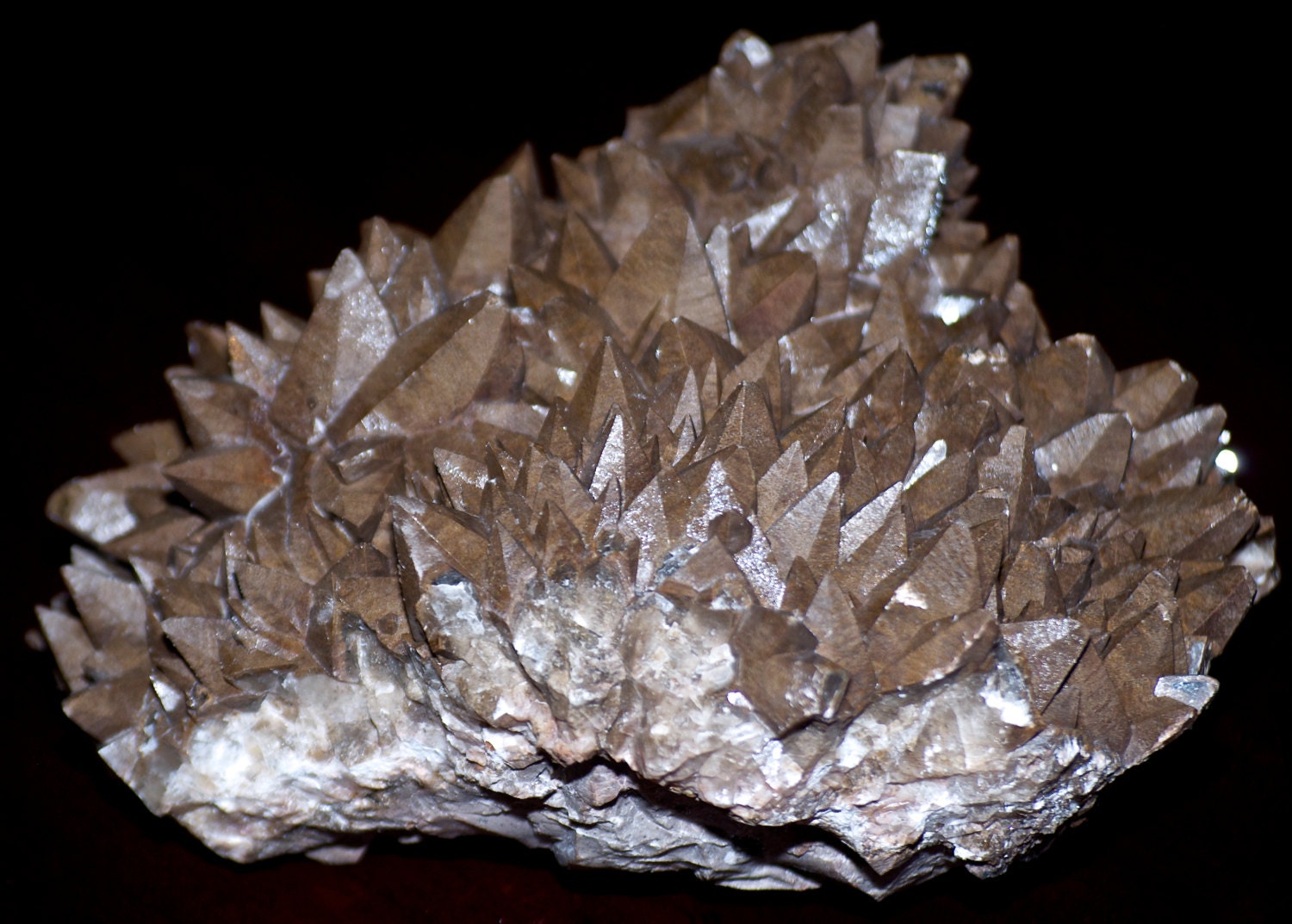 Massive Brown Dogtooth Calcite Cluster On Matrix