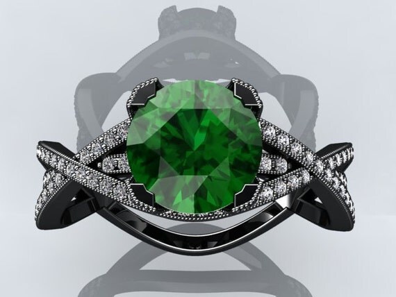 Emerald engagement rings black gold