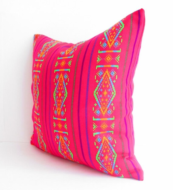 Pink Tribal Pillows Covers Colorful Pillow by MexFabricSupplies