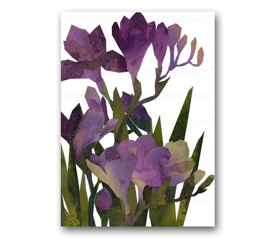 FREESIA FLOWERS  Blank Greeting Card  5quot;x7quot; Springtime Flowers 