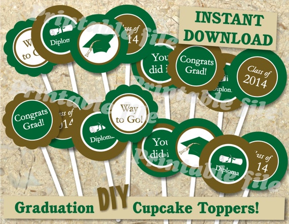 graduation cupcake topper printable diy template