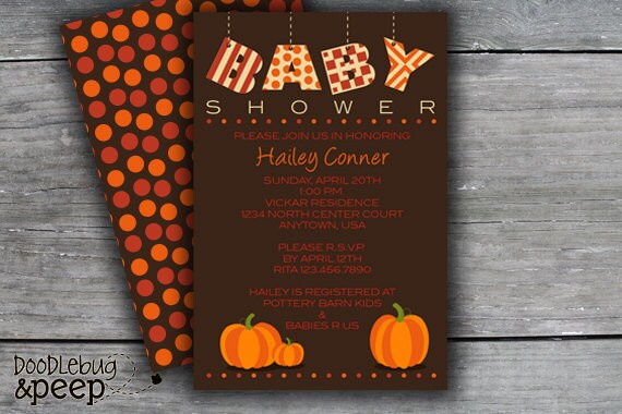 Little Pumpkin Baby Shower Invitations, PRINTABLE Fall Baby Shower ...