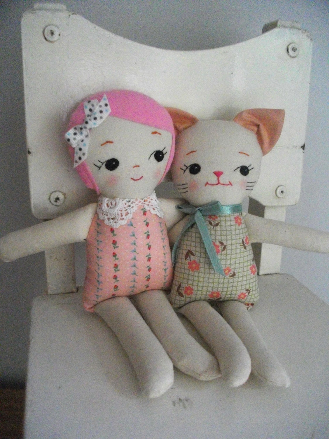 PINKHAIRED RAGDOLL Classic handmade cloth doll by PalookaHandmade