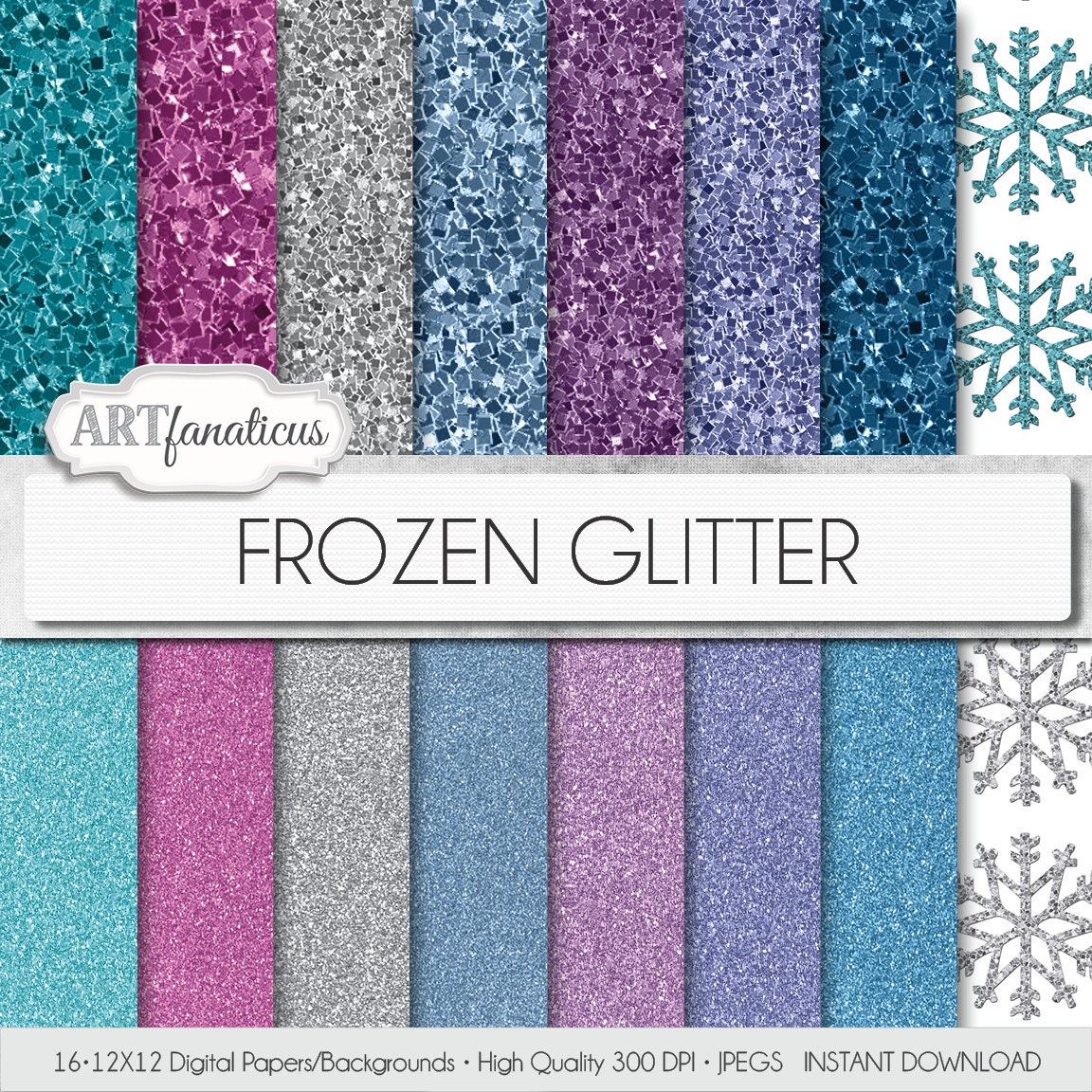 16 Frozen glitter digital papers Frozen Glitter