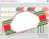 ON SALE 50 % OFF digital Christmas frames / labels and borders / tapes clip art, green, red, stars, commercial use, for cards. invitation, t Il_170x135
