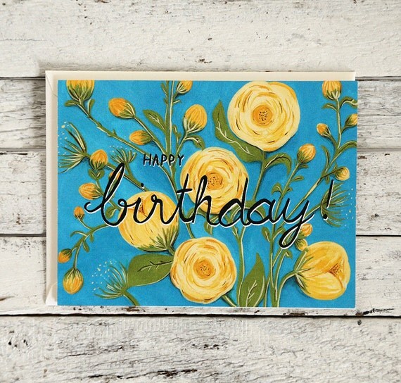 Happy Birthday Peonies birthday greeting card by MadeInBV