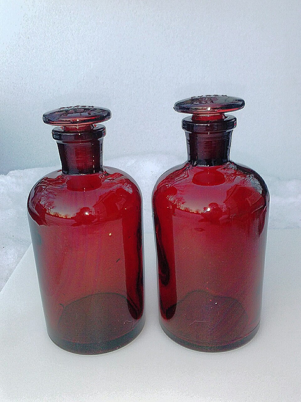 Sale RUBY RED GLASS Medicine Bottles Vintage Pyrex Glass