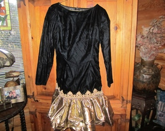 Vtg. Jessica McClintock Dress Velvet/Gold Size 8