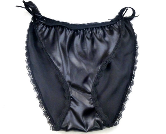 Sexy Silky Wet Look Panty Shiny Black String by cupidscloset