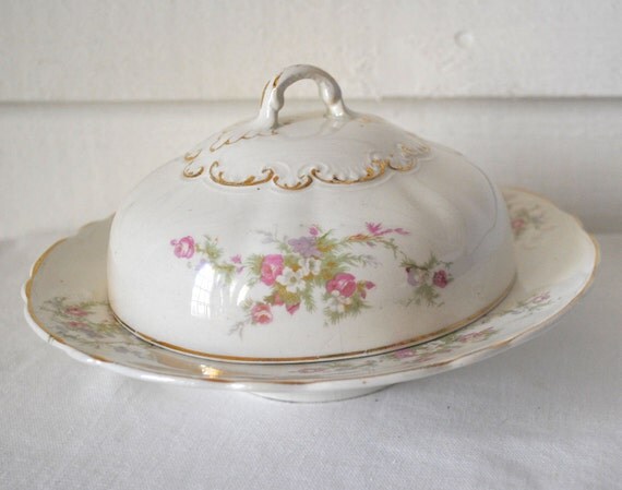 Vintage Covered Butter Dish Antique By by HarpersFerryGypsyMkt