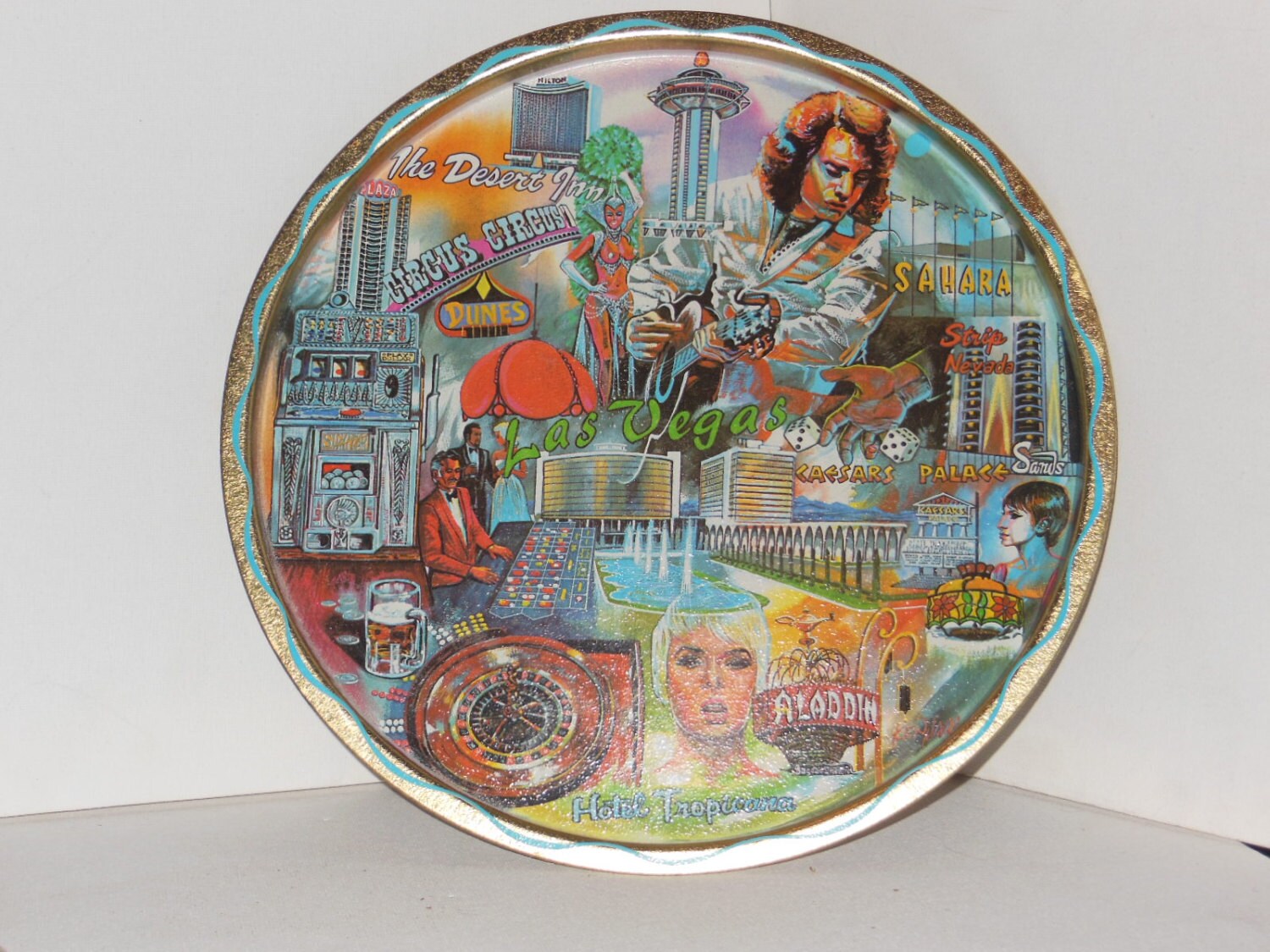 Vintage Las Vegas Metal Serving Tray Haute Juice