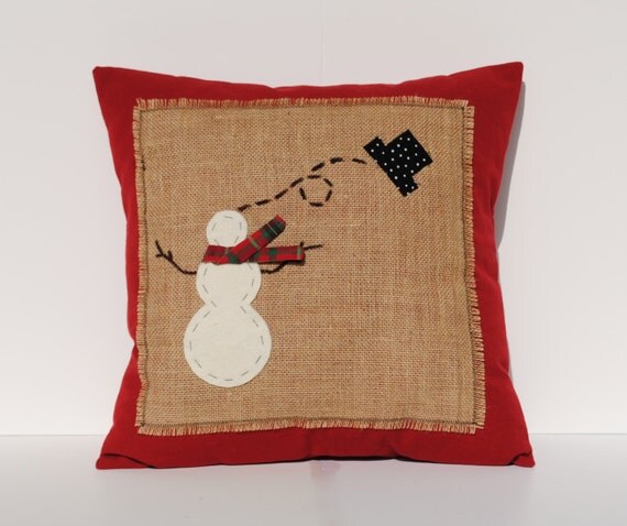 Items similar to Snowman Christmas Pillow cover, holiday pillow, decorative pillow, cushion ...