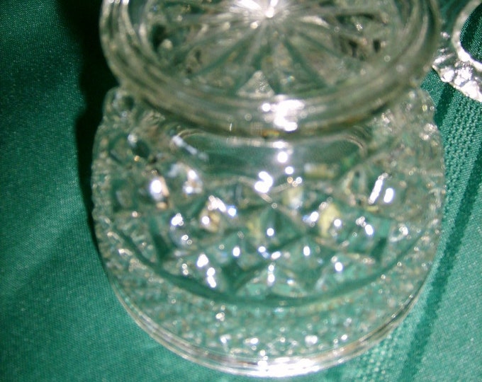 Crystal Depression Glass Anchor Hocking Wexford pattern Open Sugar & Creamer Serving set