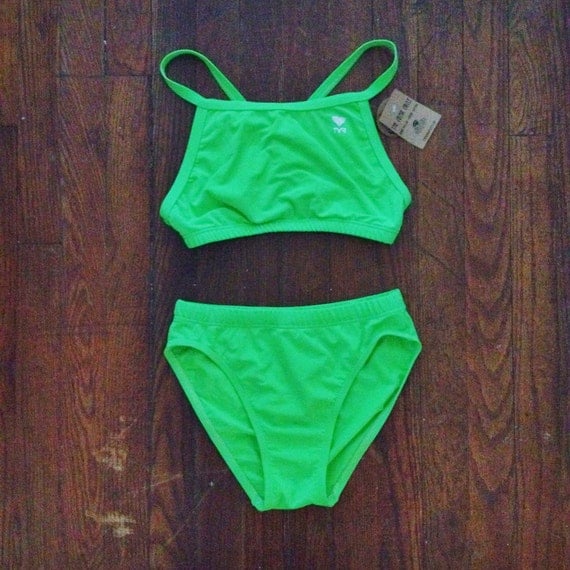 90's Lime Green TYR Two-Piece Swimsuit Small Bikini