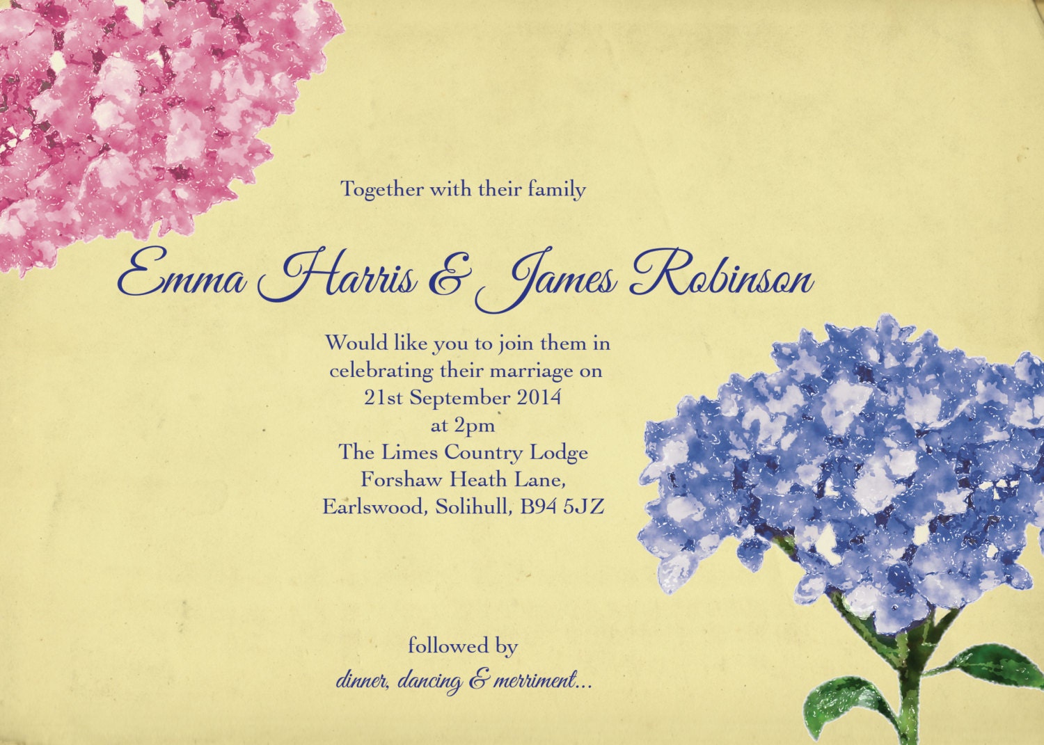 press paper invitations uk wedding Wedding Vintage, â€“ Blue Rustic Invitation Floral Invitation, Yellow,