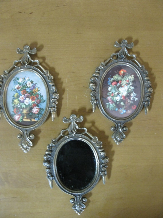 Vintage brass frames Made in Italy set of 3 brass plaques 6