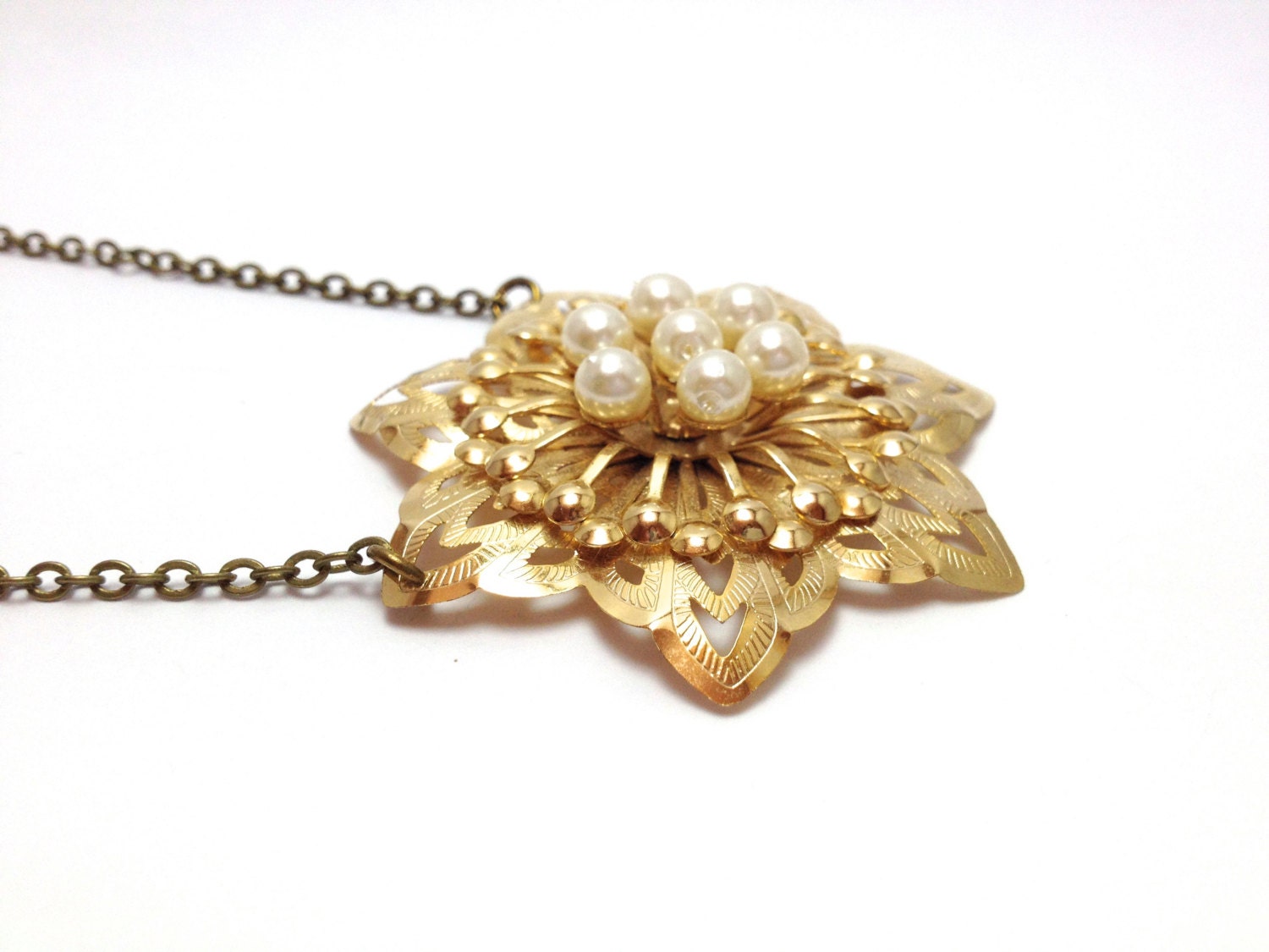 SALE / Vintage Brooch Necklace / Antiqued Brass by MuffyandTrudy