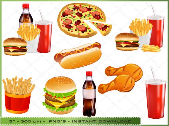 Items Similar To Food Clipart Fast Food Clip Art For Scrapbooking
