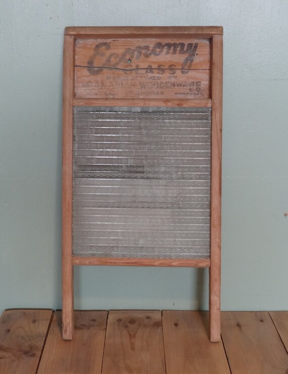 Vintage 1900s Economy Glass Large Washboard with Wavy