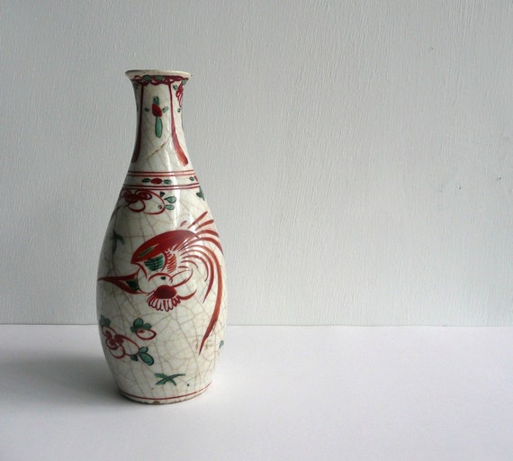 Sake serving bottle Japanese antique Kutani ware