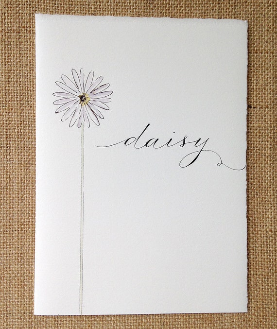 Daisy calligraphy greeting card by Calligraphystore on Etsy