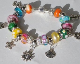 chain murano seahorse dolphins charm european beads fish sun star fun brace let kitten palm pick cat tree help
