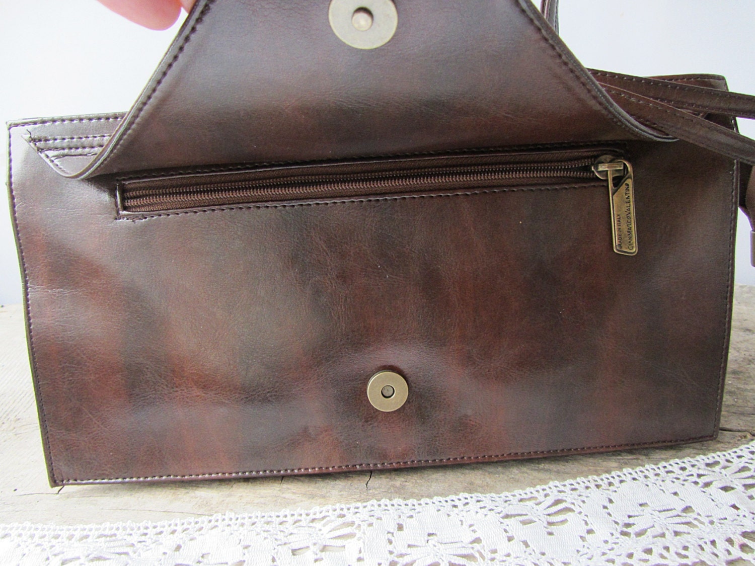 Vintage Italian brown leather womens bag Gian Marco