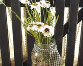 Mini Asters -  Mason Jar -  Flower Arrangement -Mason Jar Arrangement - White Asters- Country-Farmhouse-Rustic-Primitive-Lodge