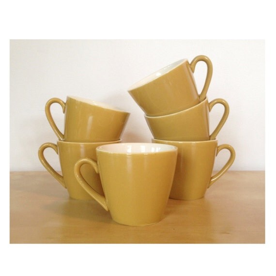 Set of 6 Mustard Colored Cups