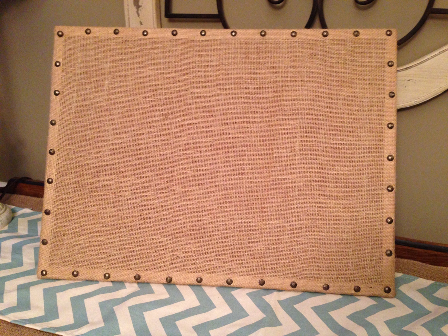 Burlap Cork Board with decorative border 17x23