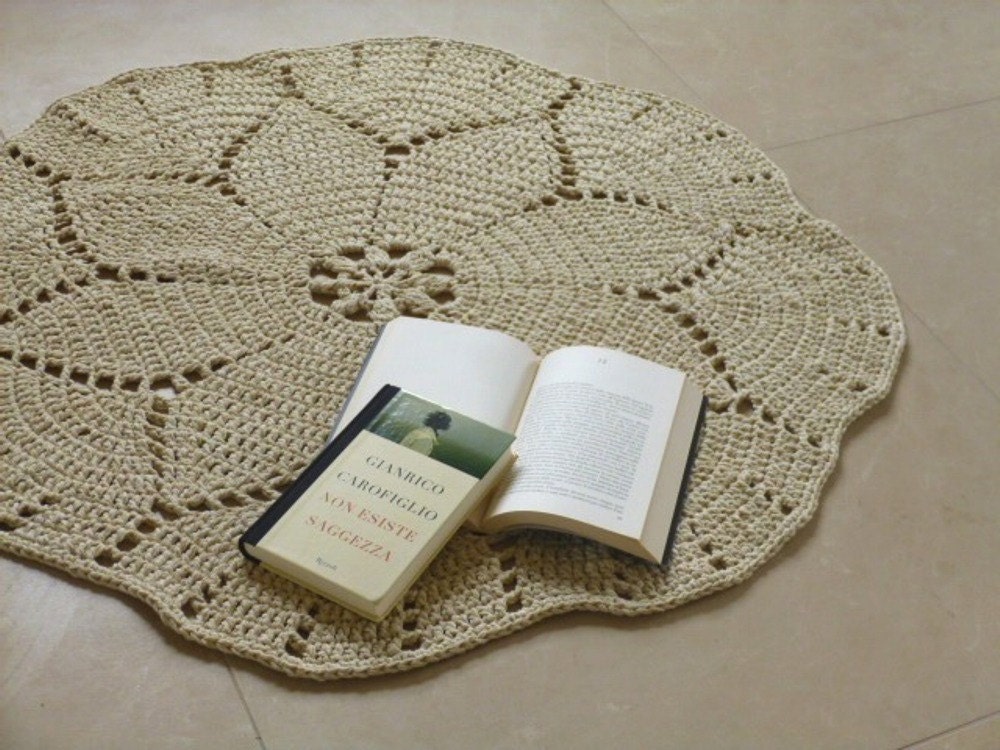 Giant Crochet Doily Rug floor large round rug crochet