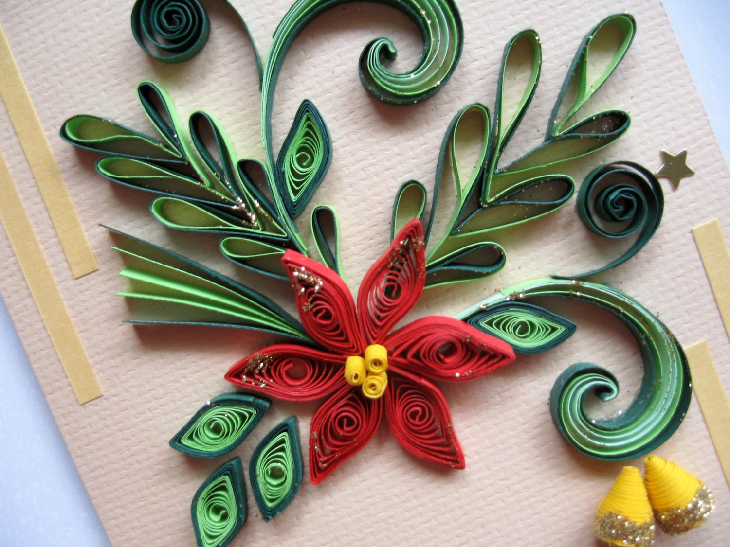 Christmas Card Quilled Christmas Flower Poinsettia