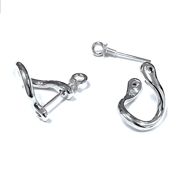 14k White Gold Shackle Earrings Men Women by JewelryYourStyle