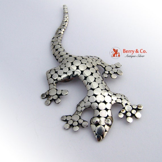 Vintage Lizard Brooch Sterling Silver