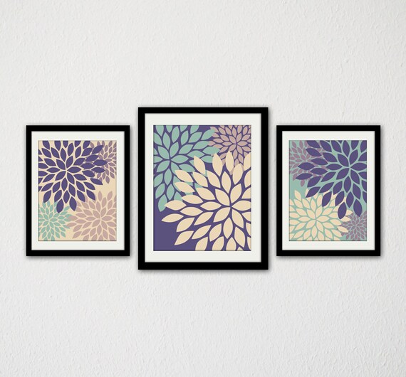 Items similar to Modern Floral Burst Set of Three. Abstract Flowers