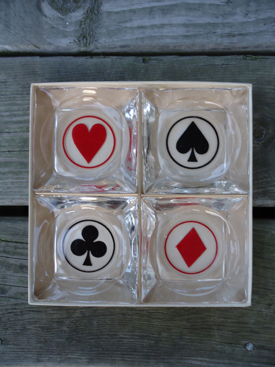 Vintage Set of Playing Cards Ashtrays in Original Box