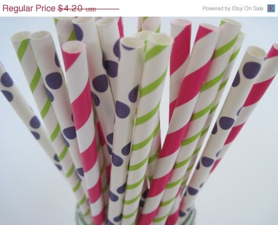 ON SALE - 25 Dora the Explorer Straw Mix - Green, Purple, Hot Pink - ships less than 24 hours Il_570xn