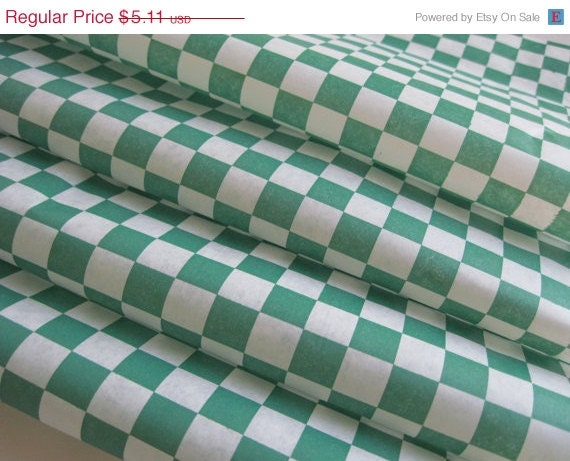 ON SALE - 50 Sheets of Green and White Checkered Deli Wrap Wrapping Paper 12" x 12" Il_570xn