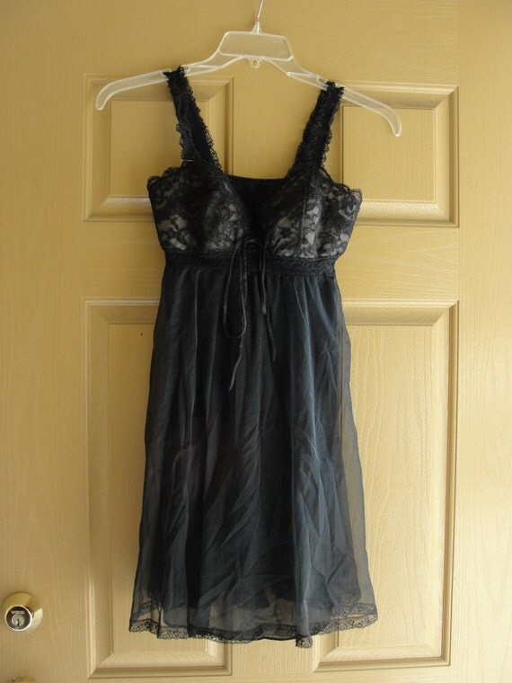 Vintage 1960s black babydoll nightgown by bringinitbackvintage