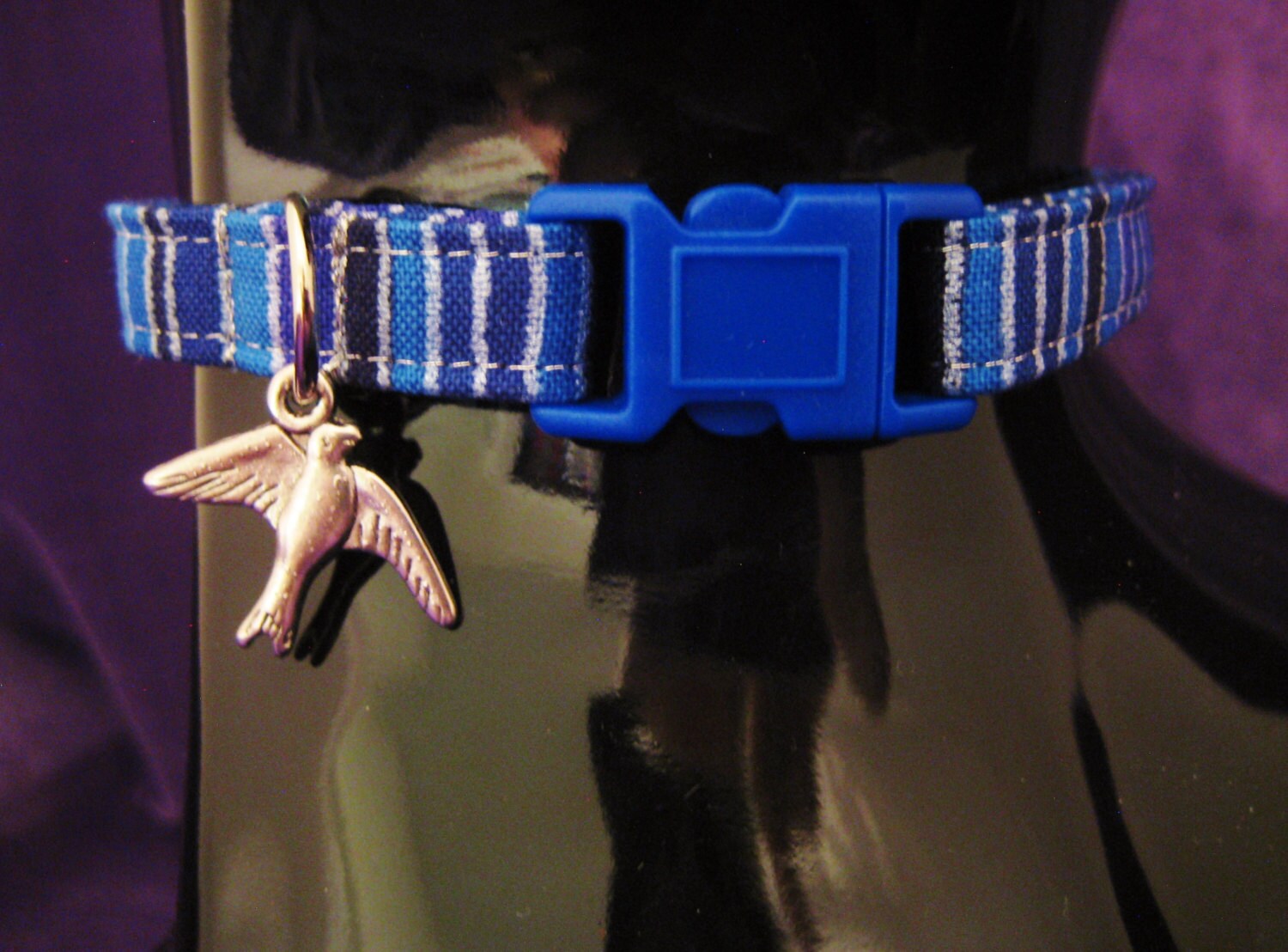 Cat Collar Bastet Egyptian Headdress Blue Silver Metallic