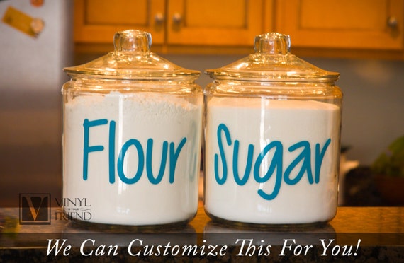 Flour and Sugar container vinyl decal label stickers 1 each