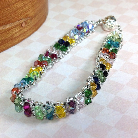 Swarovski Crystal Tennis Bracelet Multi Colored Crystal