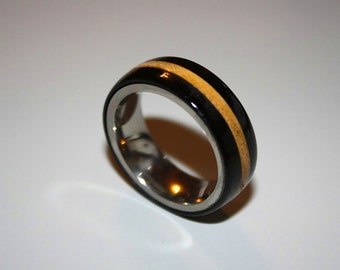 Mens wedding band, wood wedding band, Titanium wood ring, Ebony ring