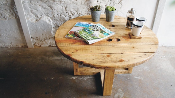 Reclaimed Wood Cable Drum Coffee Table by ReviveJoinery on ...