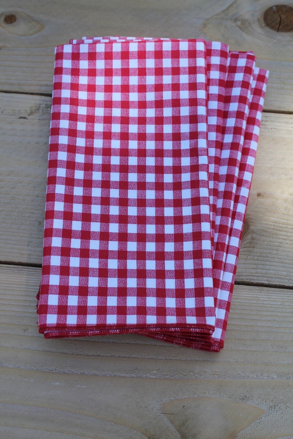 Eco friendly Cloth Napkins Red Gingham Checked by TootseyRose