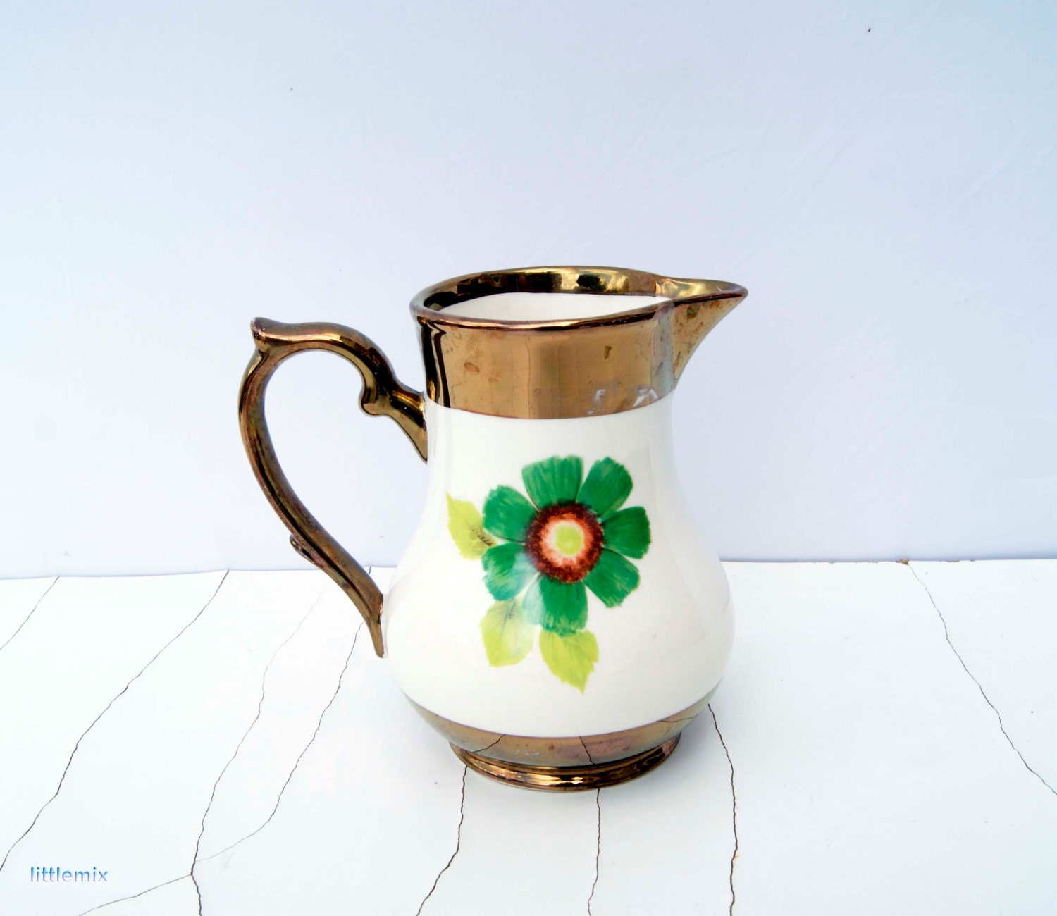 Vintage Wade England Copper Lustre Pitcher. Circa 19451950 Haute Juice