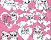 80% OFF Cute Valentine critters digital stamp, commercial use, vector graphics, digital stamp, digital images - AMB-343 Il_170x135