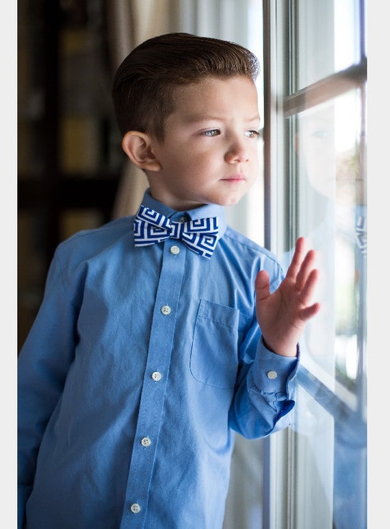Items similar to Little Boy blue greek key Bow tie geometric modern